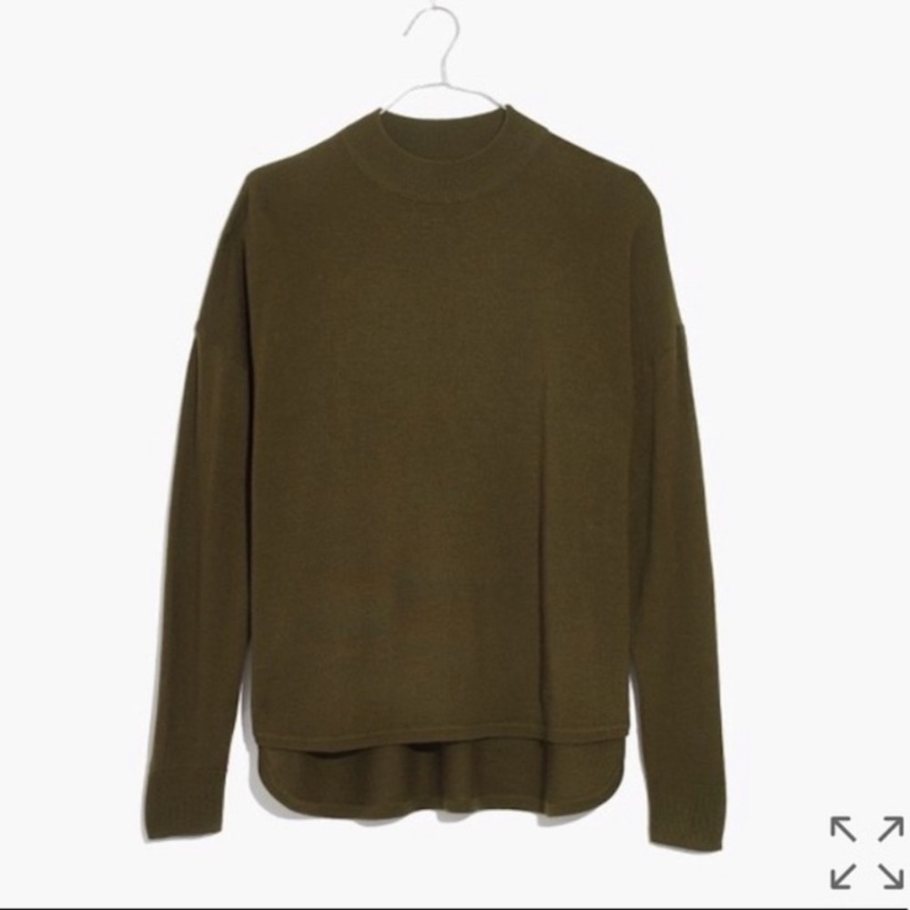 Madewell Mockneck Boxy Pullover Sweater Green XL